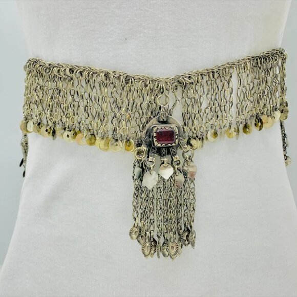 Tribal Silver Kuchi Belly Belt, Gypsy Tassel Belly Chain main image 8